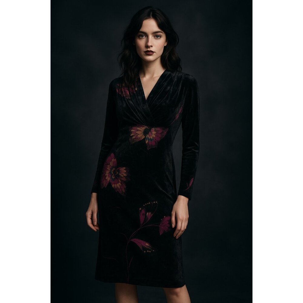 Diana Bentalls Vintage Velvet Butterfly Dress — Size 12 / M | Whimsy Goth, Y2K B - Picture 1 of 13